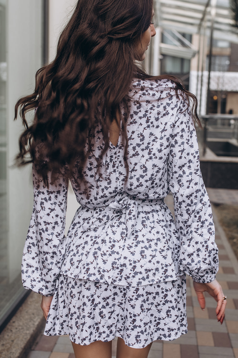 Loose blue mini dress with a fluffy skirt