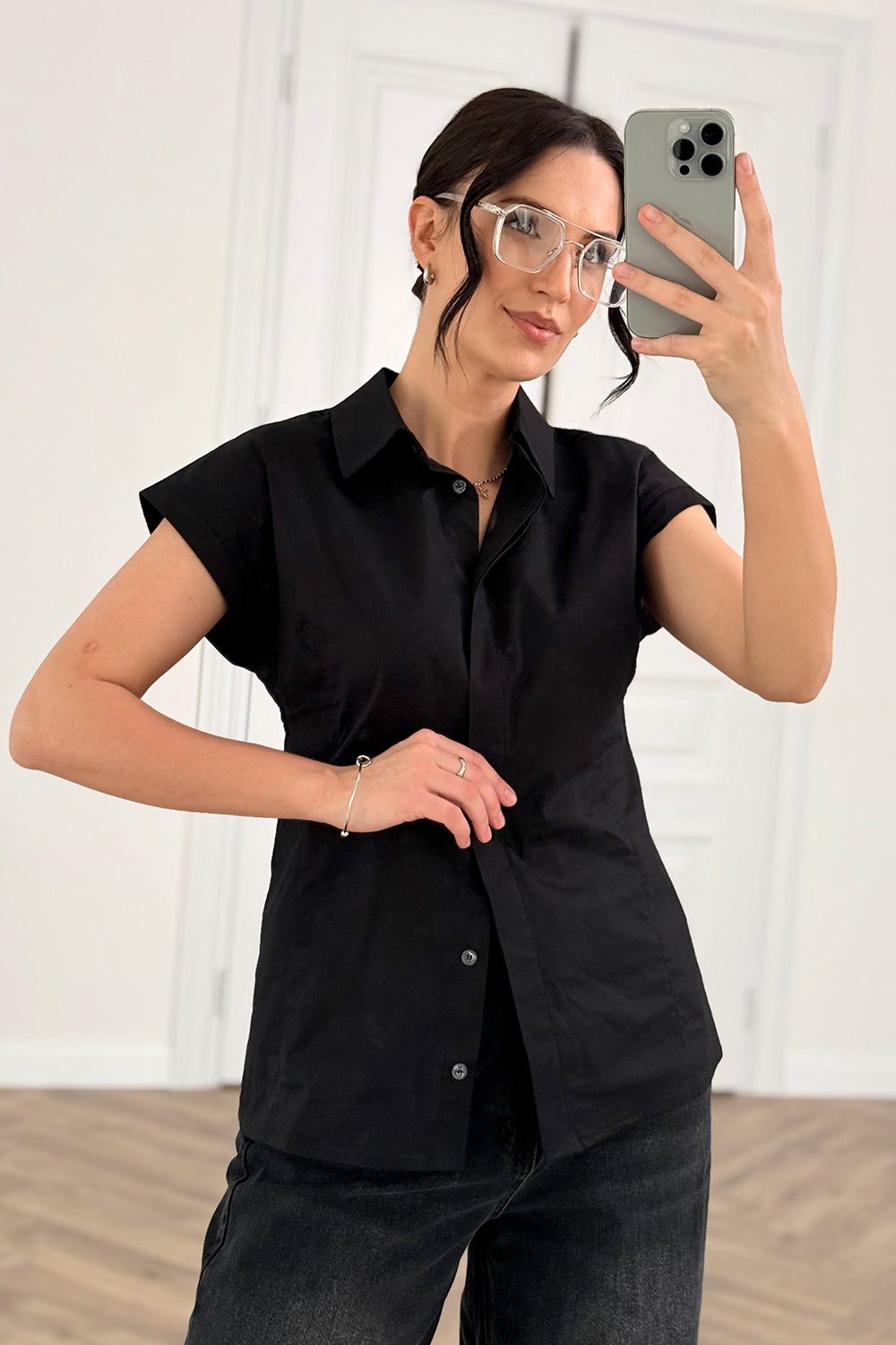 Black cotton blouse