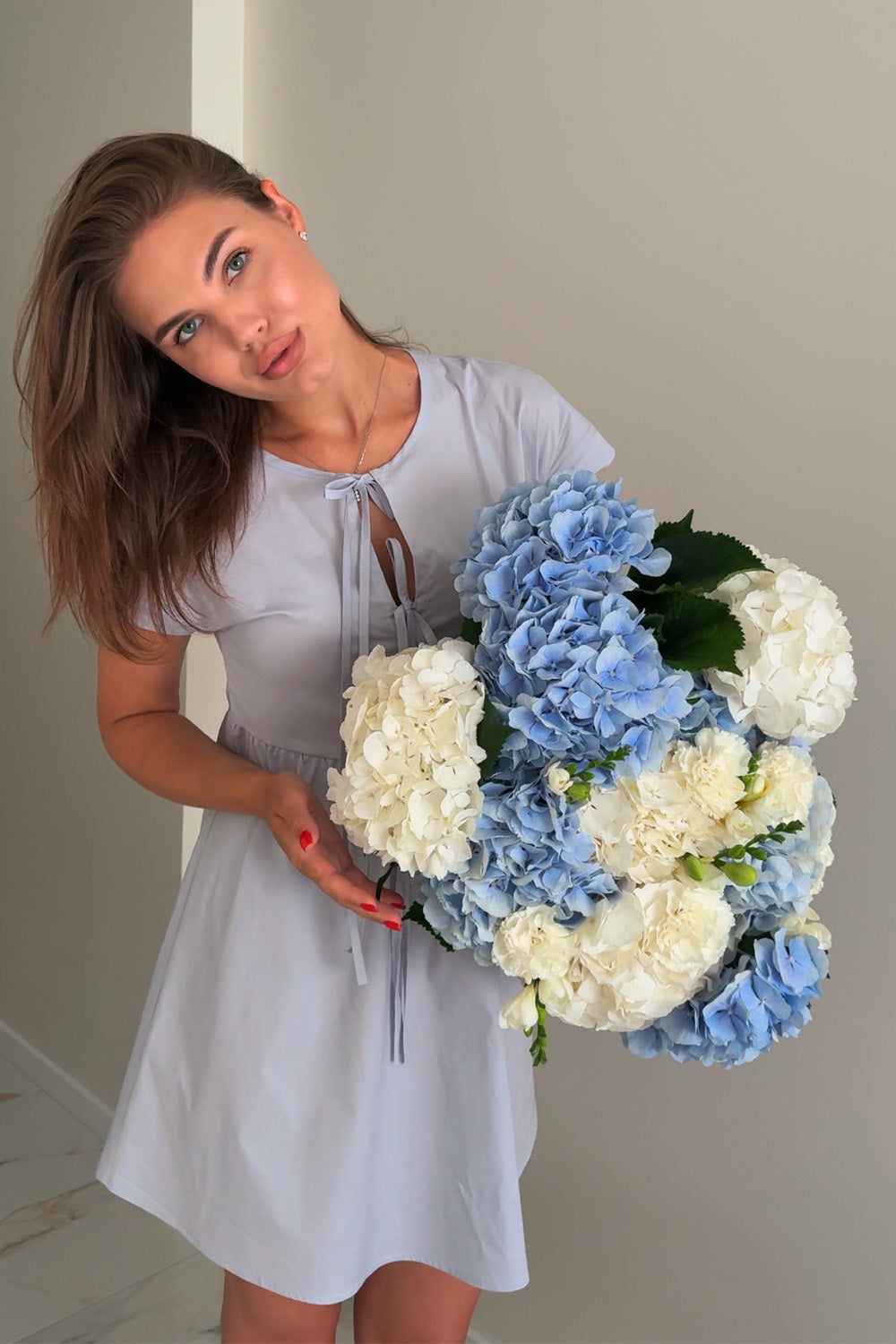 Gray loose cotton dress