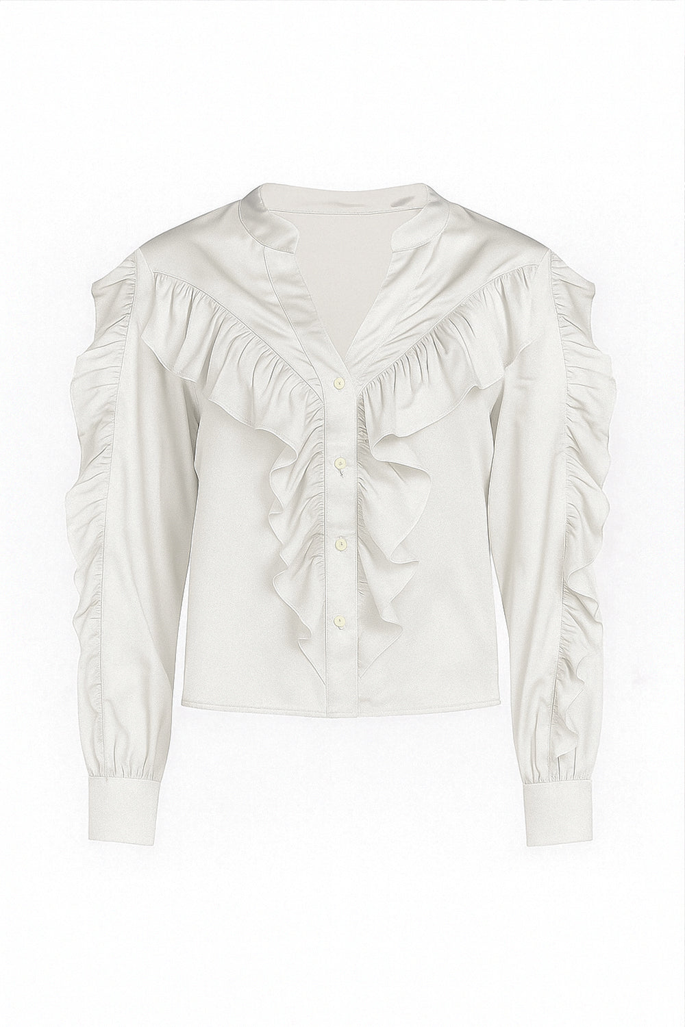 Stylish milky blouse with frills