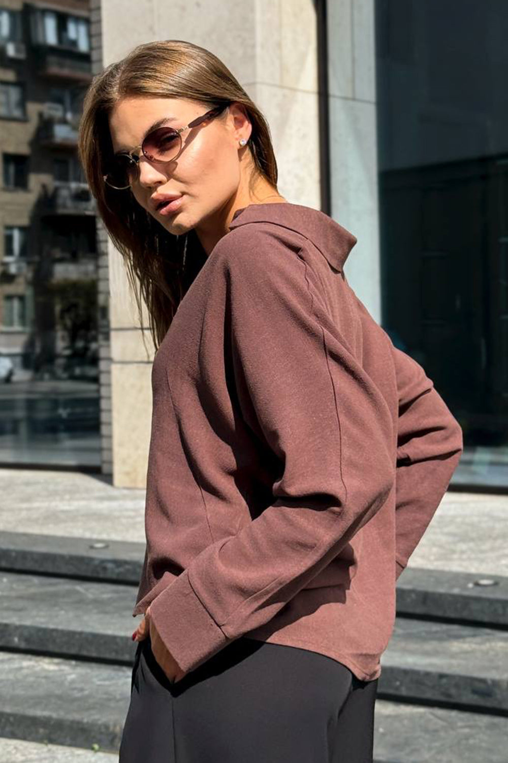 Chocolate light loose fit blouse