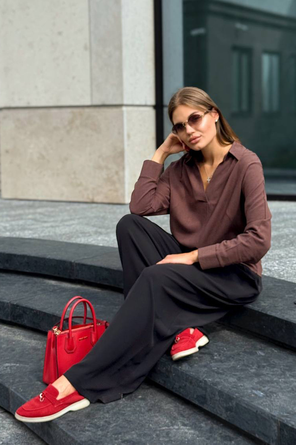 Chocolate light loose fit blouse