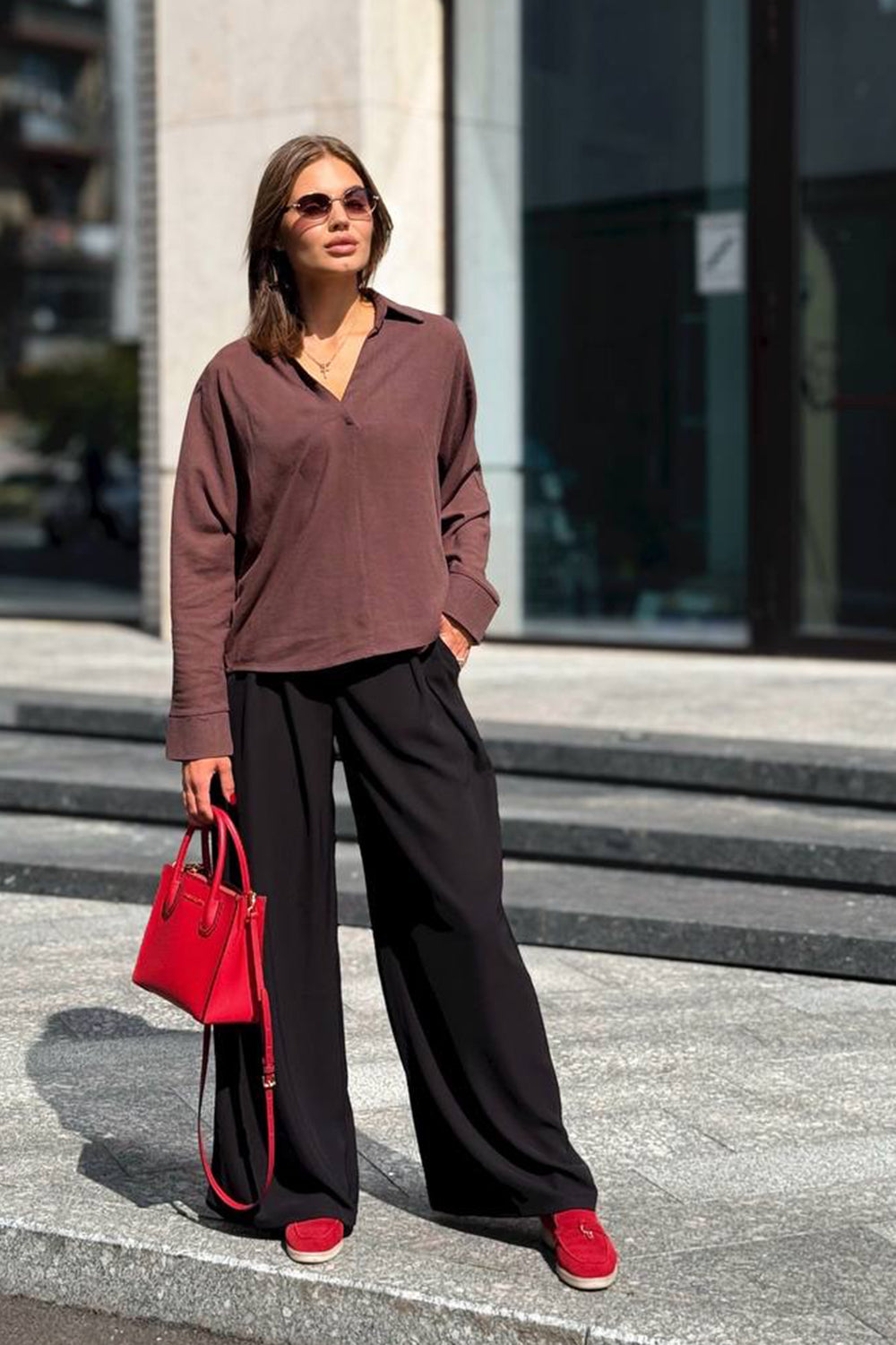 Chocolate light loose fit blouse