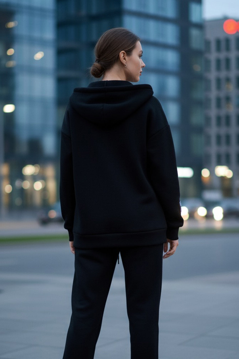 Black oversized zip-up sweatshirt