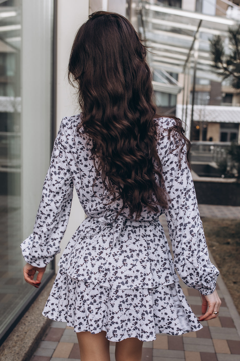 Loose blue mini dress with a fluffy skirt