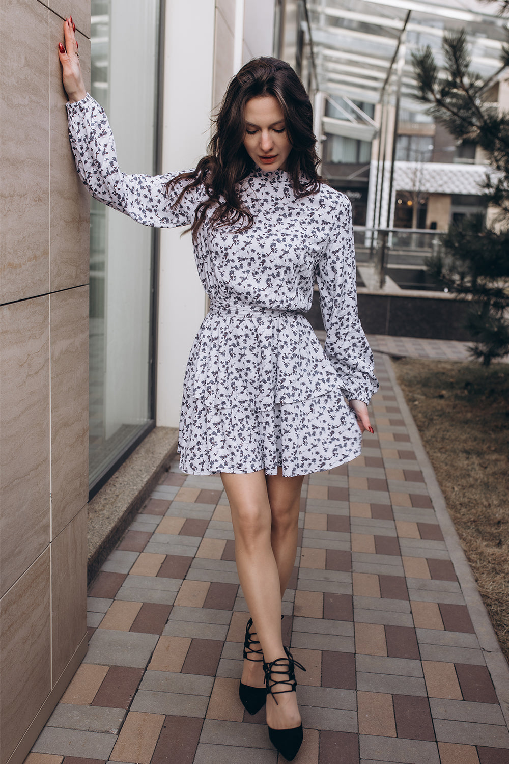 Loose blue mini dress with a fluffy skirt