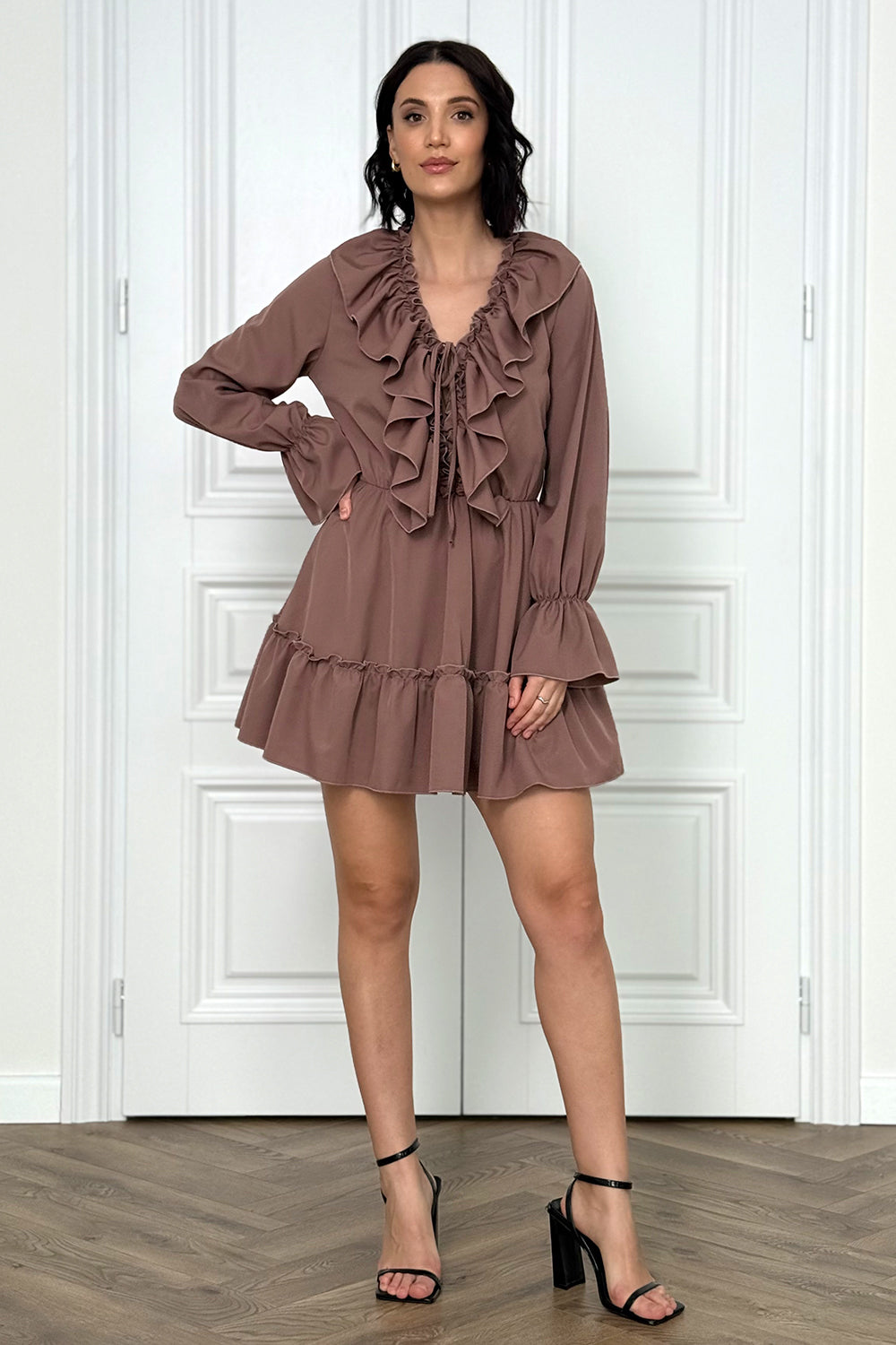 Light dress with ruffles in the color "Mocha"