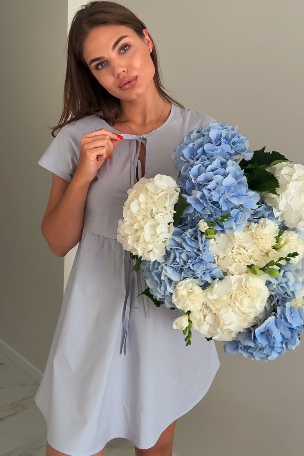 Gray loose cotton dress