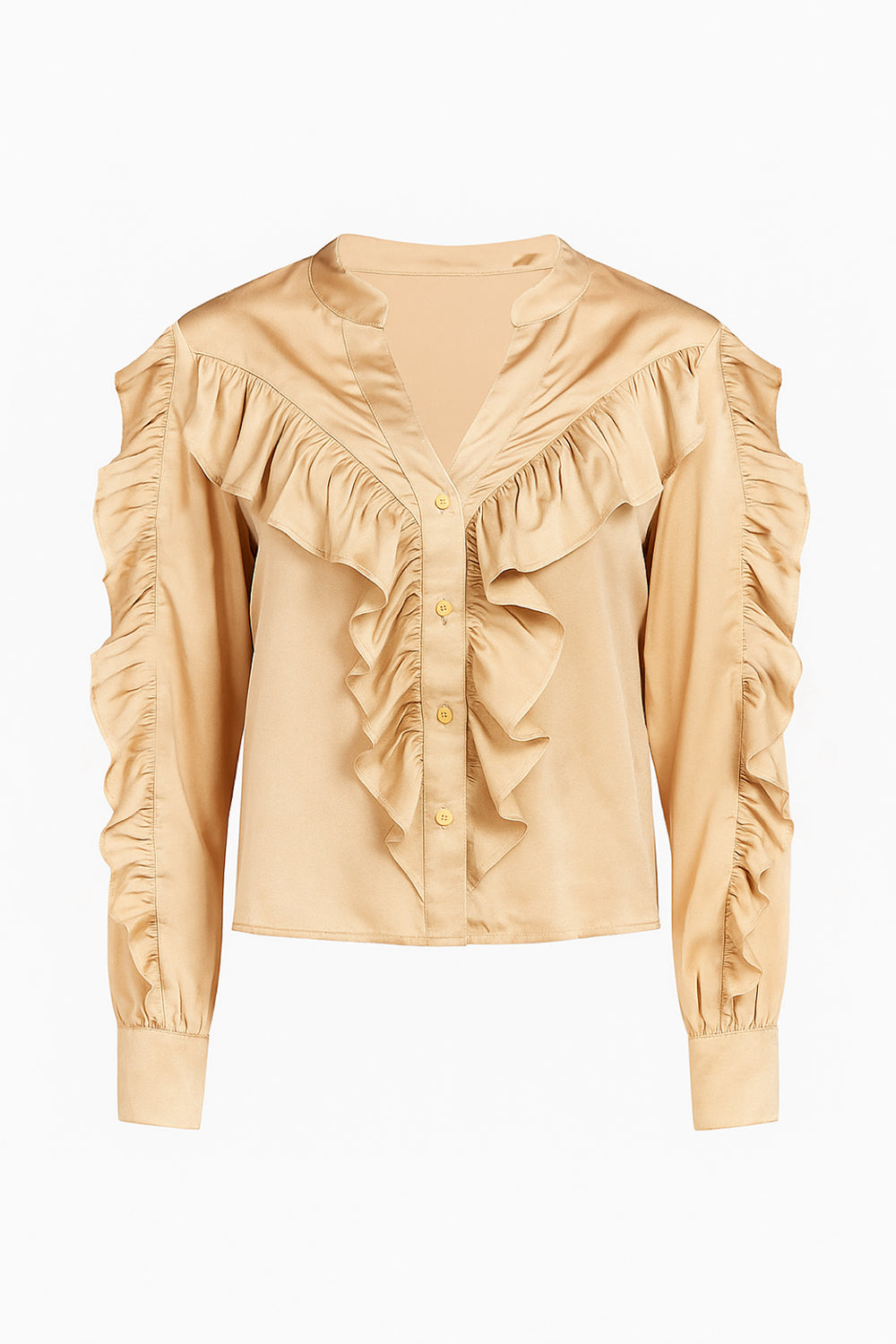 Stylish gold blouse with frills