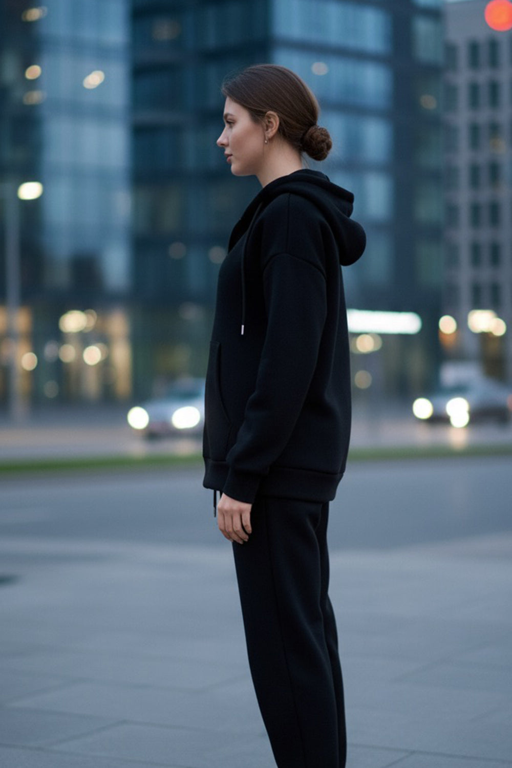Black oversized zip-up sweatshirt